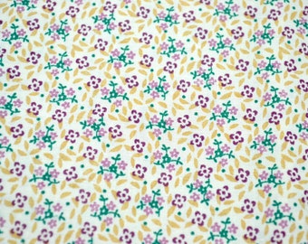 Vintage Fabric - Small Purple Flowers with Yellow and Green Leaves - Fabric Traditions Cotton 44" x 17"L