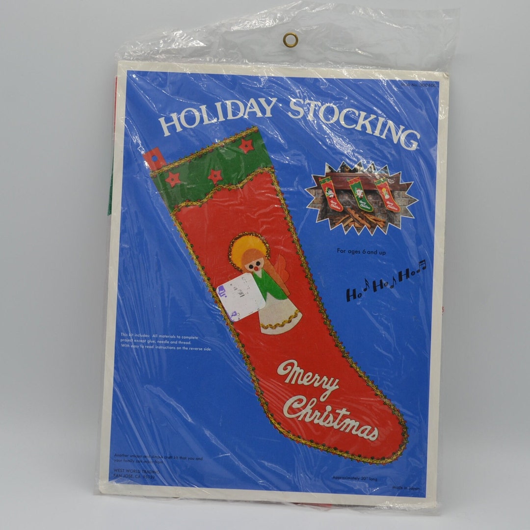 Vintage Felt Christmas Stocking Kit Angel Appliqué and Trims Etsy
