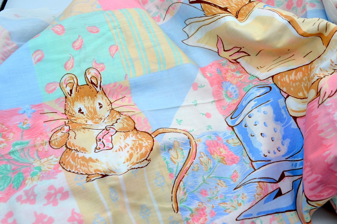Vintage Beatrix Potter Fabric Panel - Large Tailor Mouse Patchwork ...