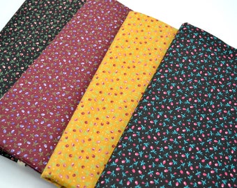 Vintage Fabric - Tiny Rosebud Flowers - CHOOSE Color - Cotton By the Half Yard