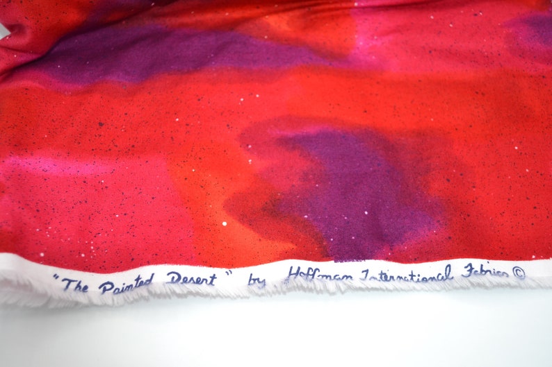 Cotton By the Half Yard Painted Desert Marbled Pink Purple Orange Vintage Hoffman Fabric