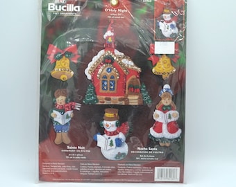 Vintage Christmas Bucilla Kit - O' Holy Night Jeweled Felt Ornaments - # 84960