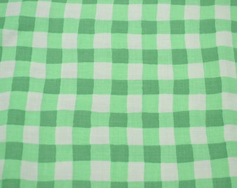 Vintage Marcus Bros Fabric - Pastel Green and White Gingham Check - Cotton 44" x 17" L