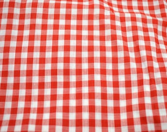 Vintage Fabric - Red and White Check - Cotton By the Half Yard