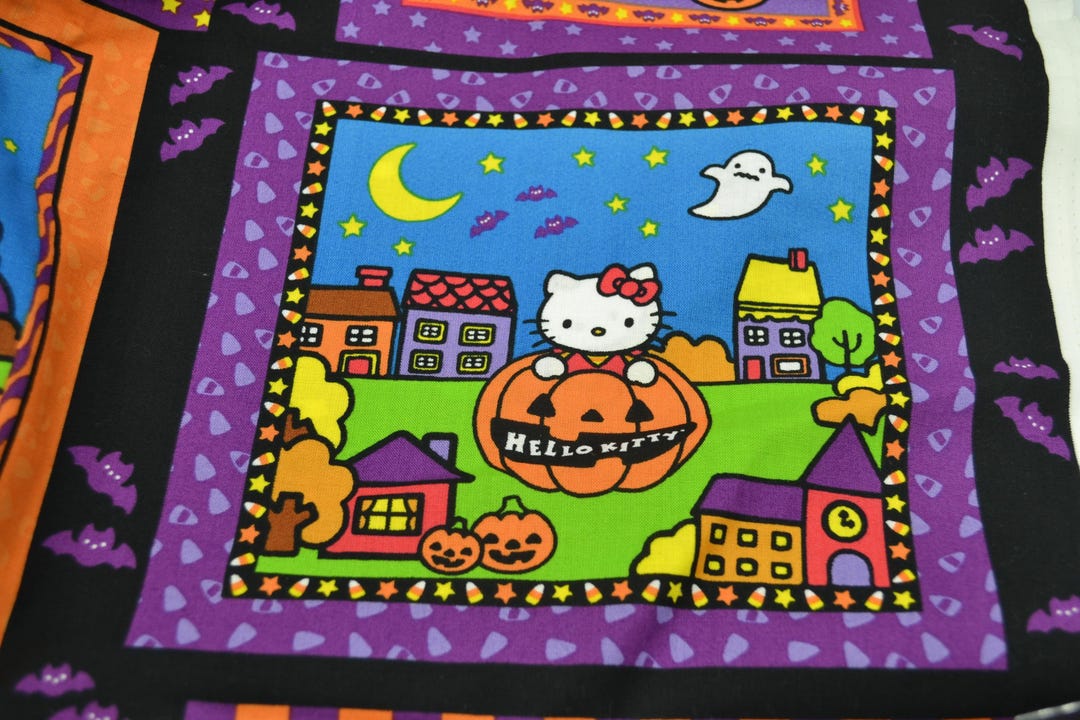 Sanrio Halloween Fabric - Hello Kitty Squares Panel 2004 - David ...