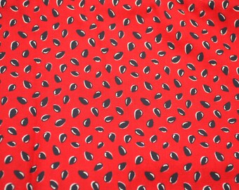 Tissu vintage - Graines de pastèque sur rouge - Coton Cranston mètre carré