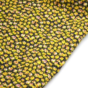 Vintage Fabric - Tiny Yellow and Pink Flowers on Black - Cotton 24&quot; Wide x 19&quot; Long