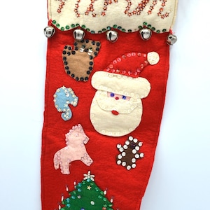 2 Vintage Leewards Santa Serenade Jeweled Felt Christmas Stocking Kits