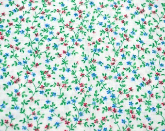 Tissu vintage - Petites fleurs de vigne rouges et bleues - Coton calicots Ozark 44 x 17 po L