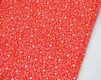 Vintage Fabric - Tiny White Flowers & Hearts - Cotton Poly By the Half Yard