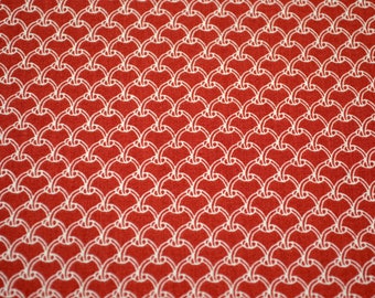 Vintage Schumacher Fabric - Red and White Geometric Barrel Knot - Large Sample Panel 44" x 27" Cotton Upholstery