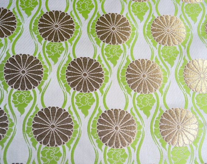 Vintage Japanese Metallic Silk Brocade Fabric Gold Green - Etsy