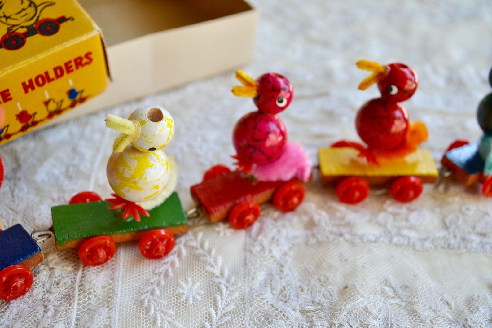 Vintage Birthday Cake Candle Holder Wooden Duck and Chicken Etsy