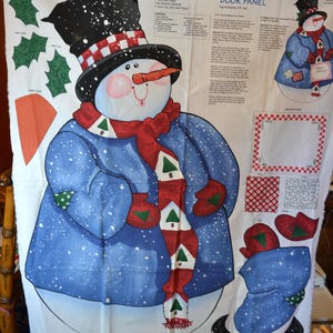 Vintage Daisy Kingdom Fabric - Christmas Snowman Door Panel to Cut and Sew - 43&quot; tall