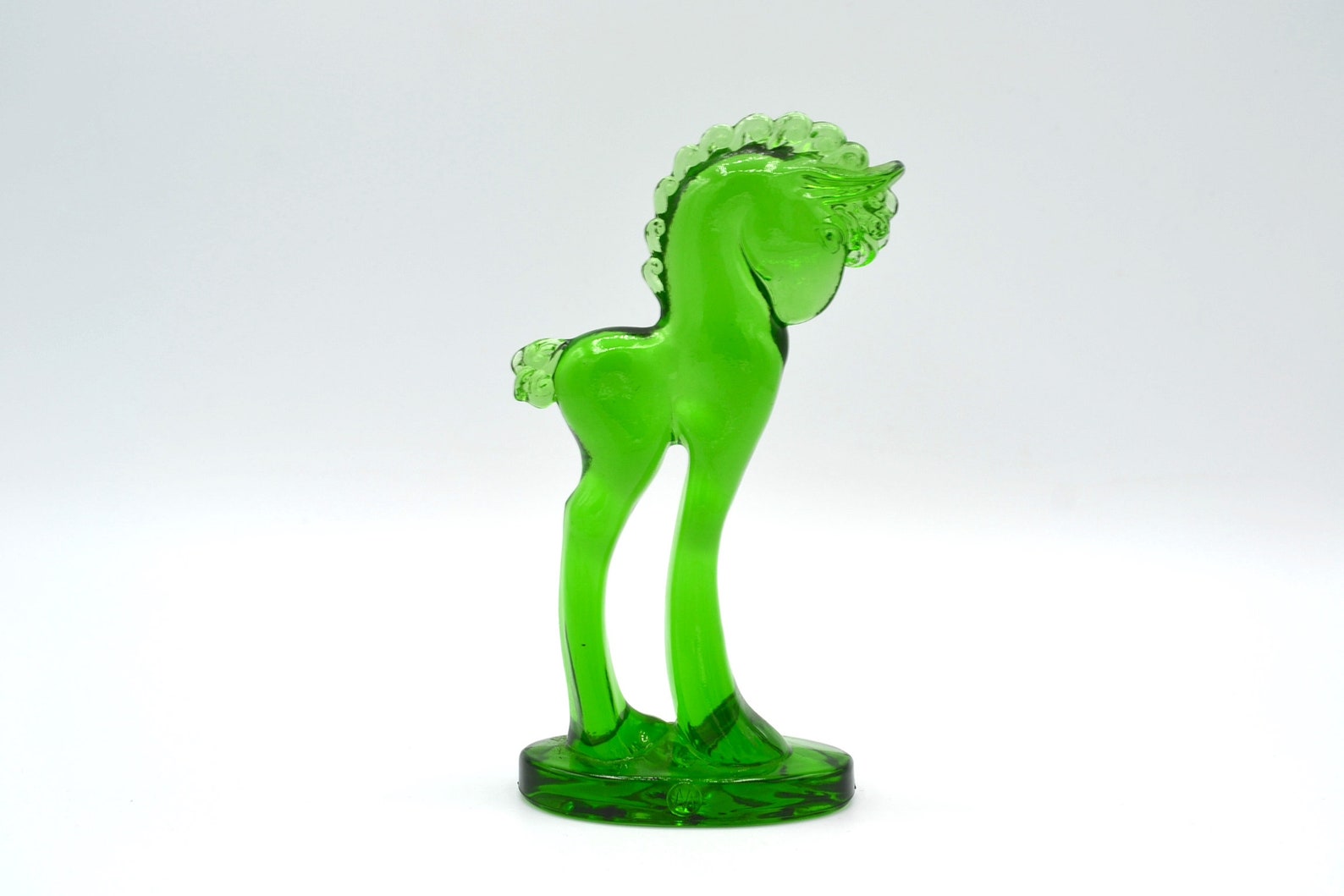 Vintage Emerald Green Glass Horse Figurine Mosser Deco Etsy