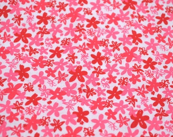 Vintage Fabric - Small Pink and Red Star Flowers - Cotton By the Half Yard