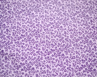 Tissu Concord vintage - Petites fleurs de vigne violettes sur lavande - Coton 1 mètre
