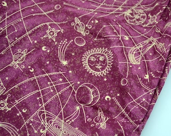 Vintage Fabric - Celestial Space Planets Sun and Moon - Metallic Fabric Traditions Cotton By the Half Yard