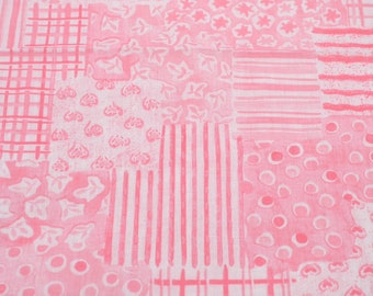 Vintage Fabric - Pink and White Patchwork Print - Cotton By the Half Yard