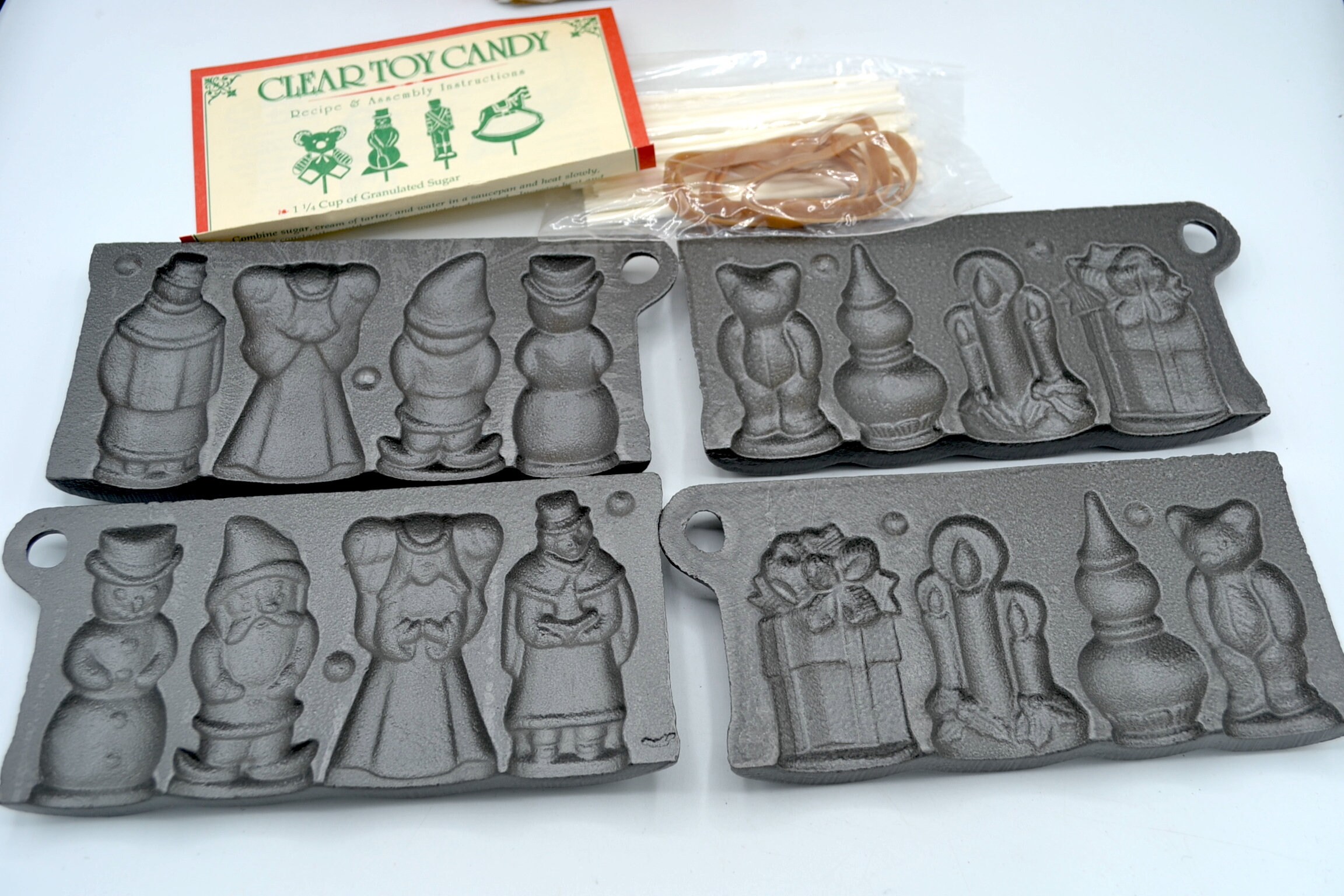 John Wright Cast Iron Clear Toy Candy Set of 2 Christmas lollipop molds