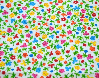 Vintage Fabric - Small Jewel Tone Flowers - Fabric Traditions Cotton 44" x 17"L