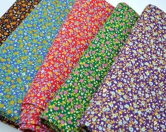 Vintage Fabric - Small Colorful Flowers - CHOOSE Color - 44" x 17"L