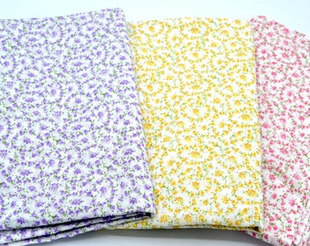 Vintage Fabric - Small Print Wild Flower Vine Rings - CHOOSE Color - By the Half Yard