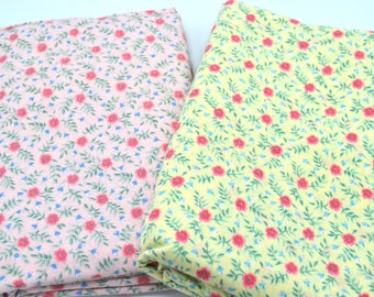 Vintage Fabric - Small Round Flowers - CHOOSE Pink or Yellow - Cotton By the Half Yard