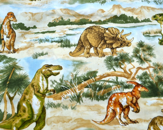 Vintage Timeless Treasures Fabric - Dinosaurs T Rex Landscape - Cotton ...
