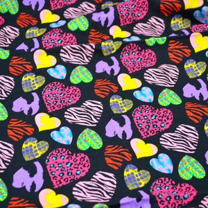 Vintage Cranston Fabric - Animal Print Hearts - Cotton By the Half Yard