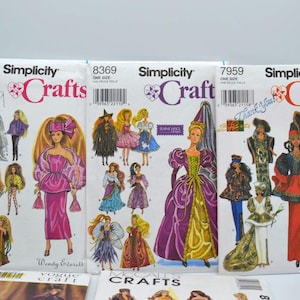 Vintage Craft Sewing Pattern - 11 1/2&quot; Fashion Doll Clothes Wardrobe Costumes - CHOOSE Design - Uncut 1990&#39;s McCall&#39;s Simplicity Vogue