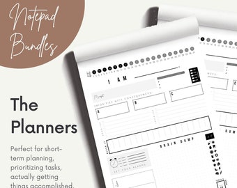 PLANNER NOTEPAD BUNDLES - Daily + Weekly + Student + Teacher Adhd Planners