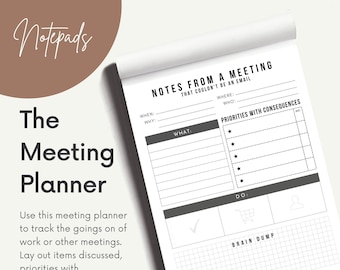 MEETING PLANNER NOTEPAD - Adhd Planner