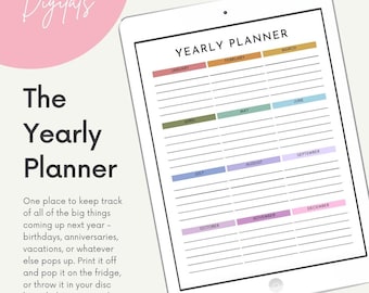 Printable/Digital 2025 Yearly Planner PDFs