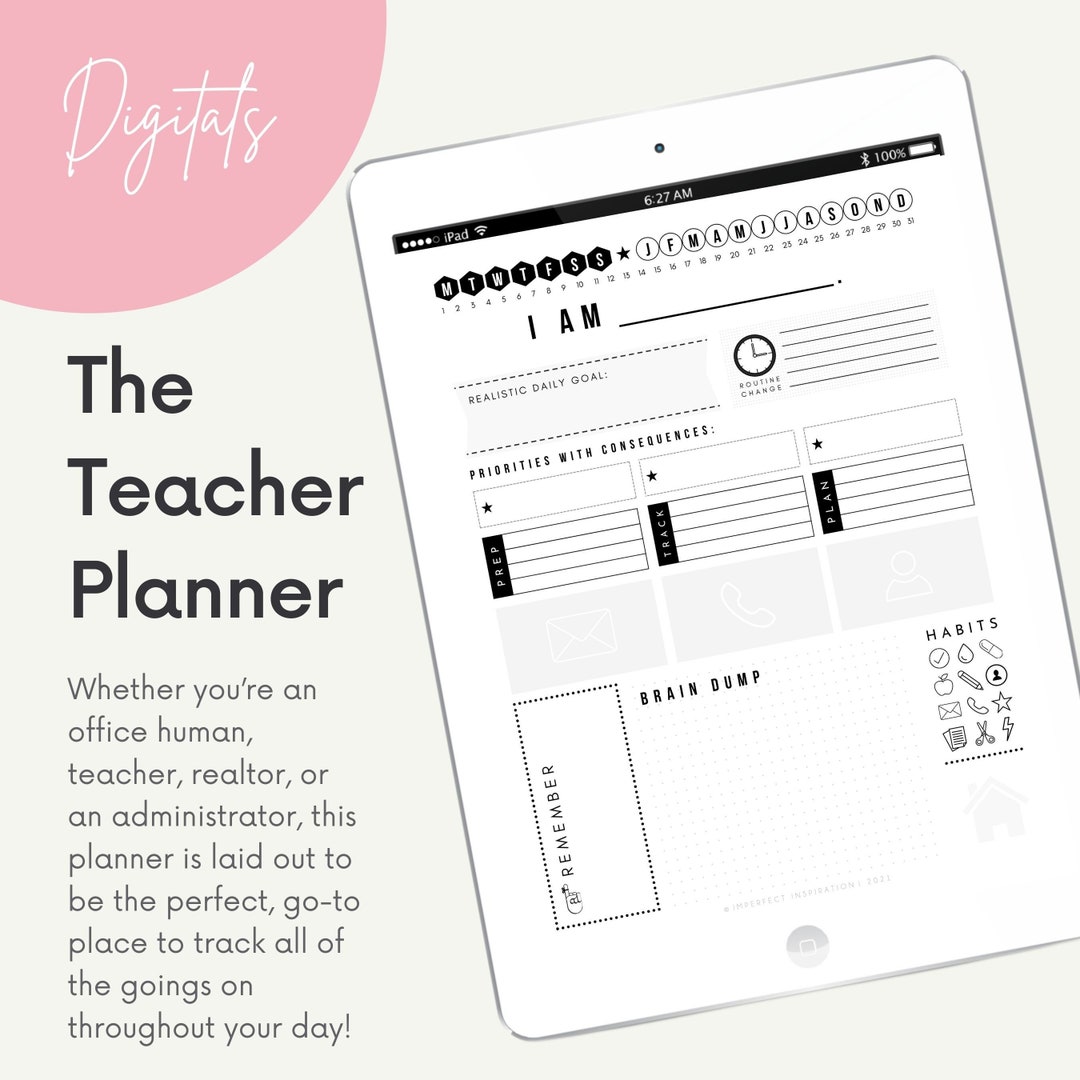 Printable/digital Teacher Planner ADHD Planner Etsy