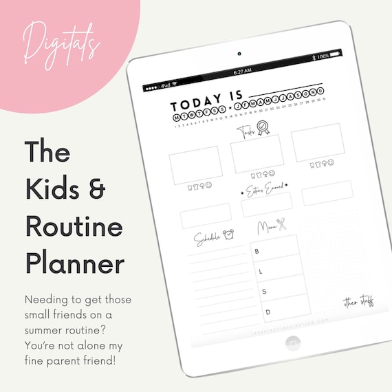 Digital/Printable Kids Routine Planner - ADHD Kids Planner -  PDF File