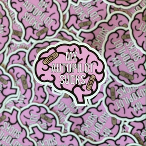 BRAIN STICKER | My Autopilot Sucks | 3" Vinyl Waterproof Sticker