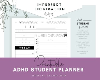 STUDENT PLANNER NOTEPAD | Adhd + Creative Productivity Planner - 8.5x11" - 50 page Notepad