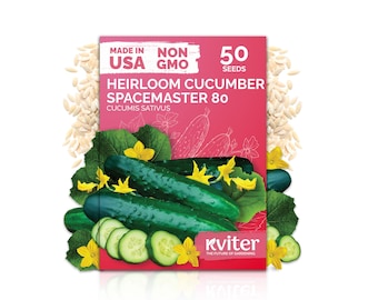 50 Spacemaster 80 Cucumber Seeds (Cucumis Sativus), Compact Cucumber Seed Packets, Heirloom Vegetable Seeds For Container & Vegetable Garden