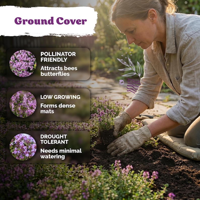 20000 Creeping Thyme (Thymus Serpyllum) seeds, Ground Cover Herb Seeds, Perennial Thyme Seeds, Lawn Alternative Plant, Bee - Friendly Seed image 5