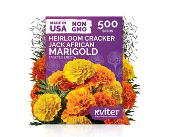 500 Cracker Jack African Marigold  Seeds (Tagetes erecta), Large Marigold Seeds, Marigolds Seed Packets For Cut Flower Garden Companion