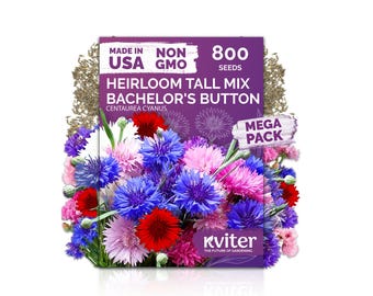 800 Mix Bachelor Button Cornflower Seeds (Centaurea Cyanus), Bachelor Button Seeds, Blue Cornflower Seed Packets For Butterfly Garden