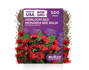 100 Red Monarda Bee Balm (Monarda Didyma) Seeds, Bee Balm Seeds, Pollinator Flowers and Hummingbird Plant Seed Packets for Herb Garden