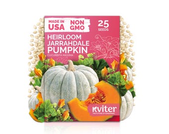 25 Jarrahdale Pumpkin Seeds For Planting (Cucurbita Maxima), Blue Pumpkin Seed Packets, Heirloom Pumpkin For Fall Gardens And Cooking