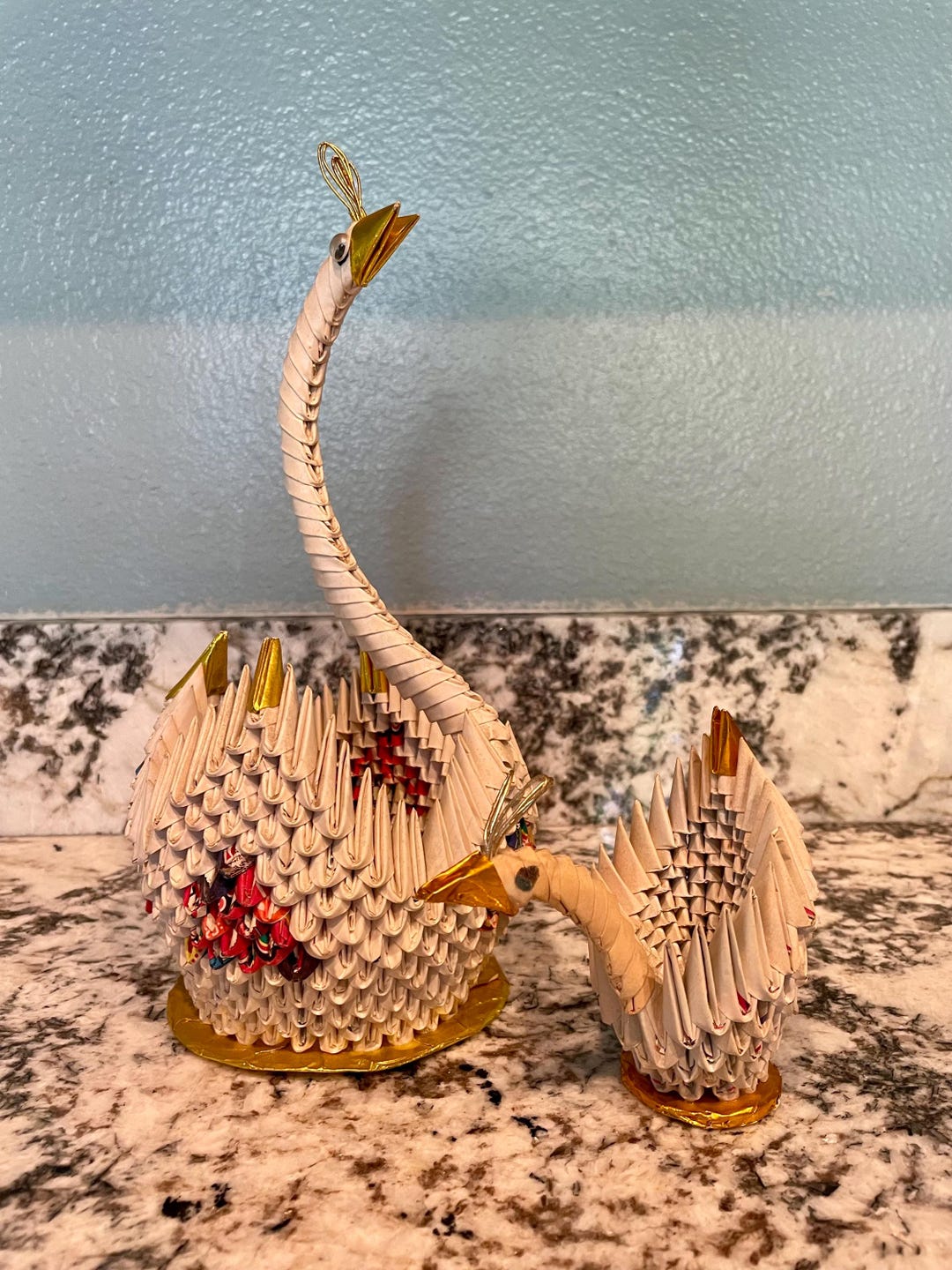 Handmade Vintage Modular Origami Swans - Set of 2 - Etsy