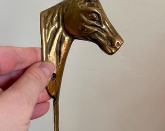Vintage Brass Horse Head Wall Hook | Equestrian Decor | Coat or Towel Hook
