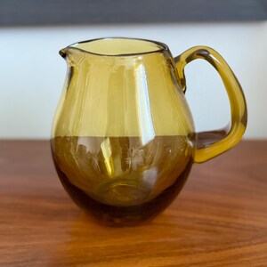 BLENKO Amber Handblown Glass Pitcher Small Excellent Condition Heavy Vintage