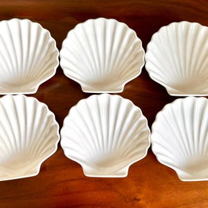 Vintage White Ceramic Bel-Terr Shell Dishes - Set of 6 - Coastal Scallop Dishes