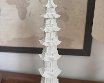 Vintage White Resin Lama Pagoda 22 1/4” Tall - Beautiful Detailing