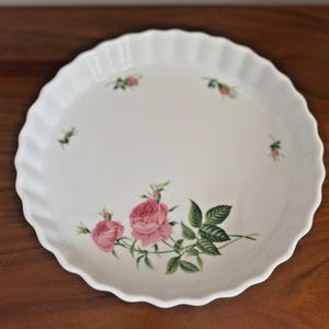 Vintage Christineholm Porcelain Quiche Dish: Pink Rose Baking Tart Pan